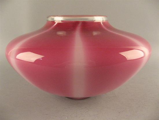 Appraisal: Large Pink and White Layered Art Glass Bowl with white