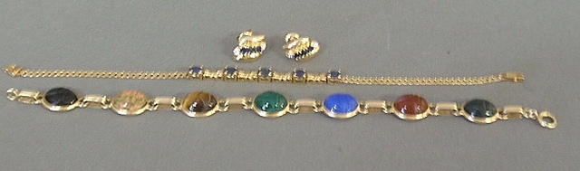 Appraisal: - Three k y g items- scarab bracelet sapphire diamond