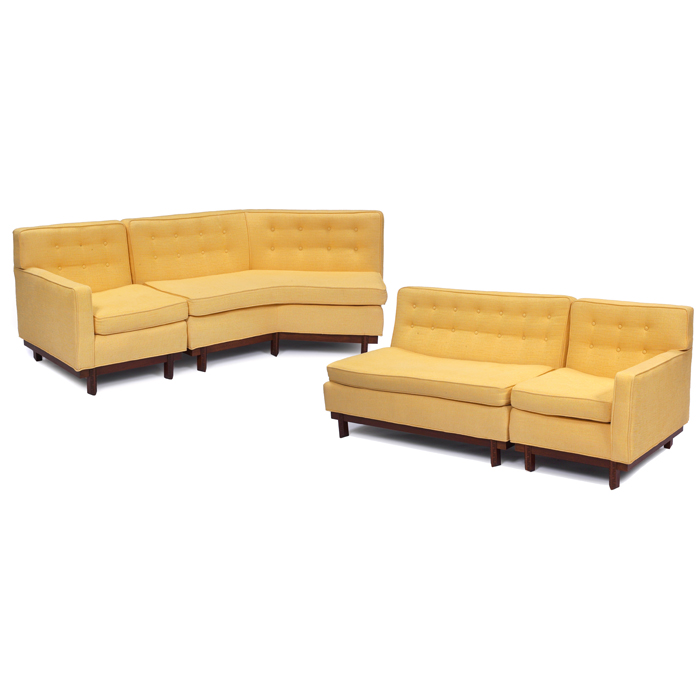 Appraisal: Frank Lloyd Wright sectional sofa four pieces with Taliesin design