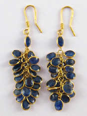 Appraisal: A pair of carat gold sapphire earrings approx cm drop