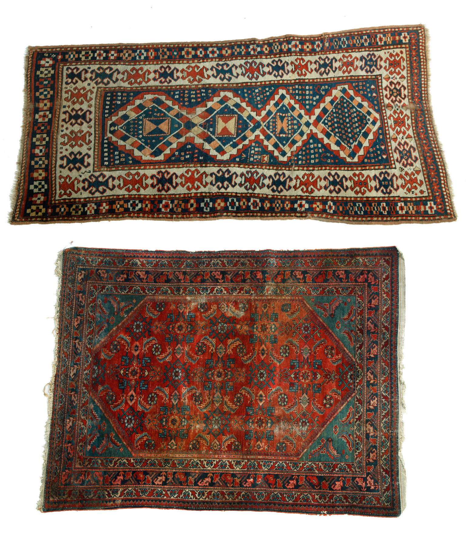 Appraisal: TWO HANDMADE ORIENTAL AREA RUGS Asian nd quarter- th century