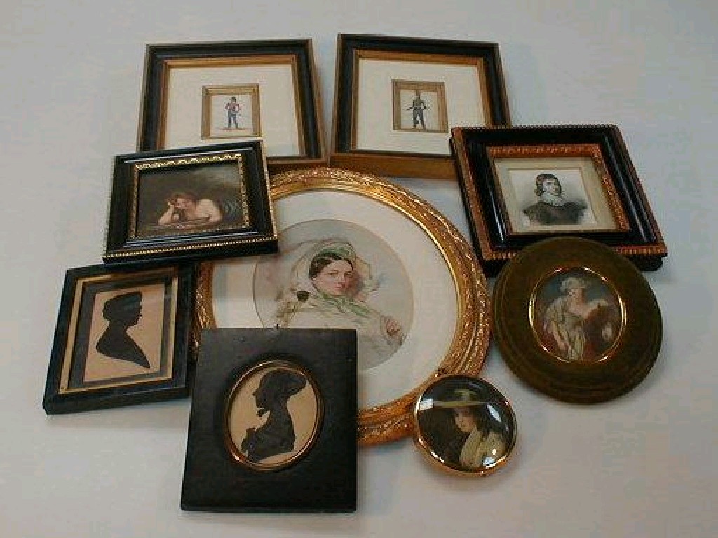 Appraisal: A small collection of portrait miniatures and silhouettes