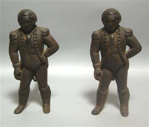 Appraisal: PAIR OF GEORGE WASHINGTON ANDIRONS Of cast iron the bases