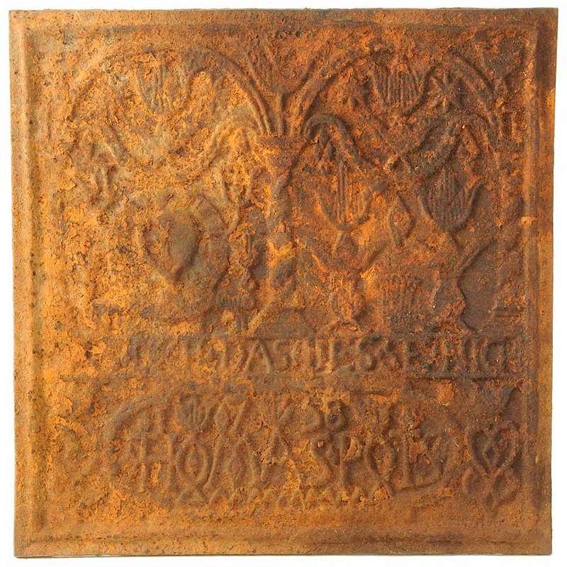 Appraisal: Thomas Potts Cast Iron Fireback possibly period inscribed LAS DICH