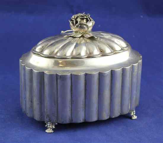 Appraisal: A th century Hungarian standard silver sugar box of cusped