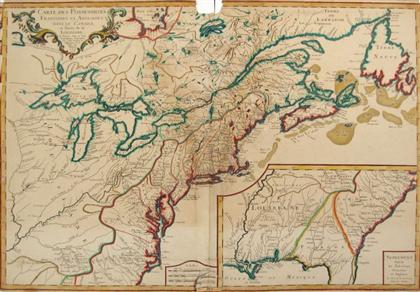 Appraisal: pieces Hand-Colored Engraved th-Century Maps - North America Longchamps S