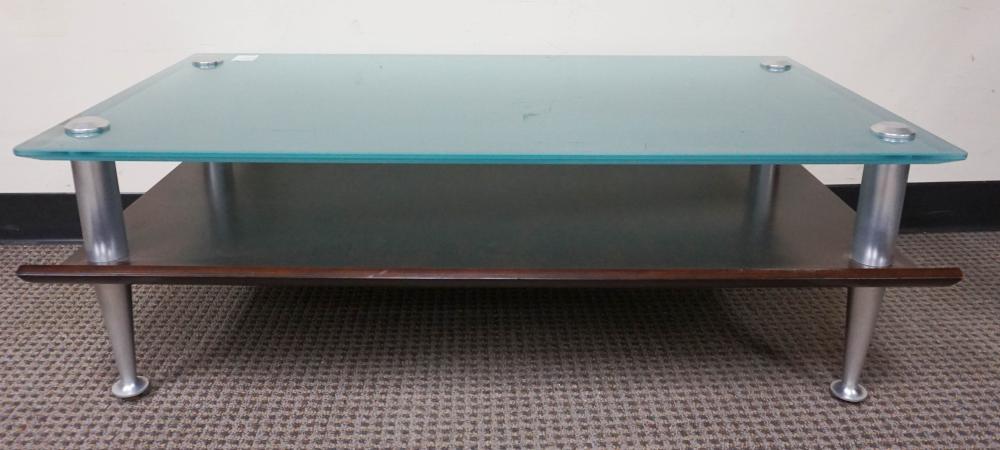 Appraisal: DAVID EDWARD MID-CENTURY MODERN STYLE GLASS TOP COFFEE TABLE X