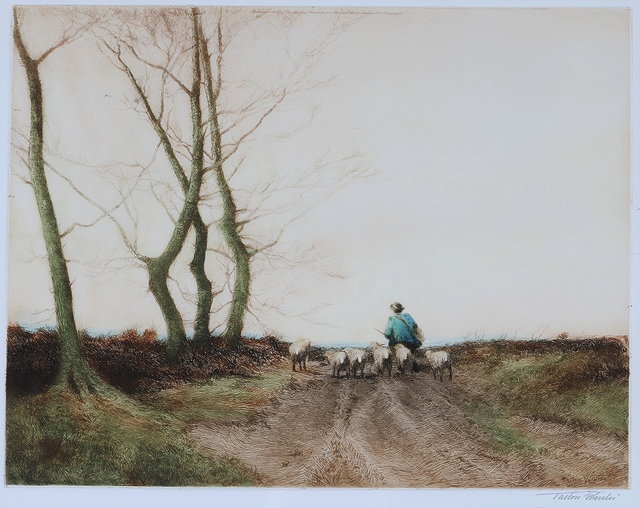 Appraisal: WILLIAM TATTON WINTER - A shepherd driving sheep in a