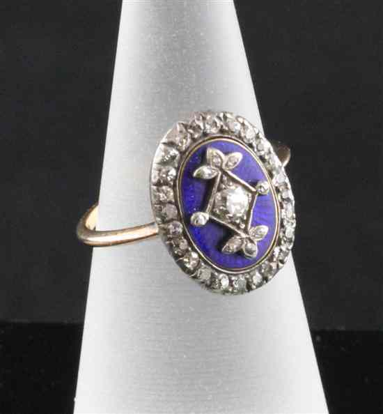 Appraisal: A Regency old cut diamond and enamelled dress ring of