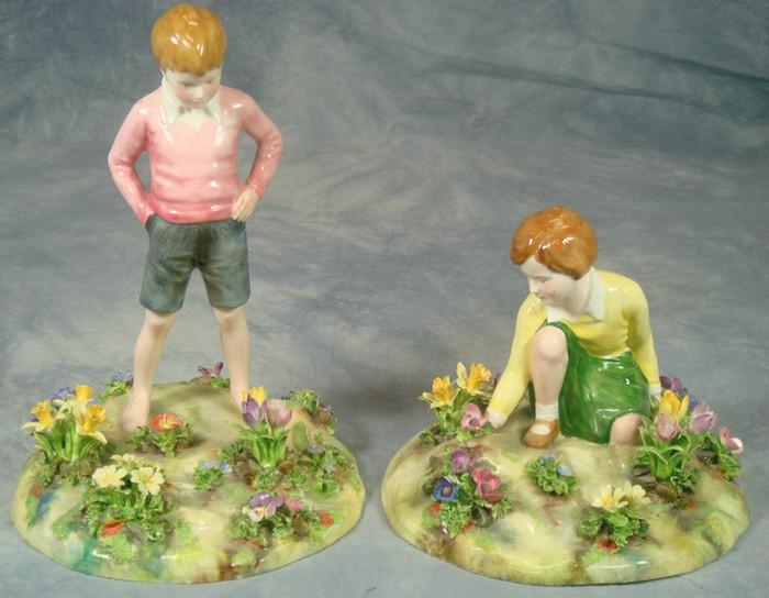 Appraisal: Crown Staffordshire J T Jones porcelain figural groups Girl Boy