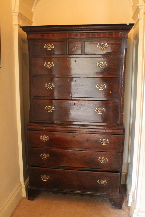 Appraisal: A George III oak and elm chest on chest or