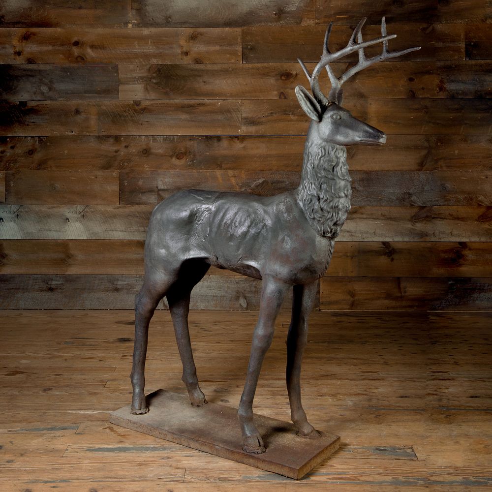 Appraisal: Painted Cast Iron Figure of a Stag ft in x