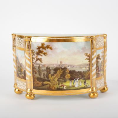 Appraisal: A Chamberlains D-shaped bough pot painted with views of Malvern