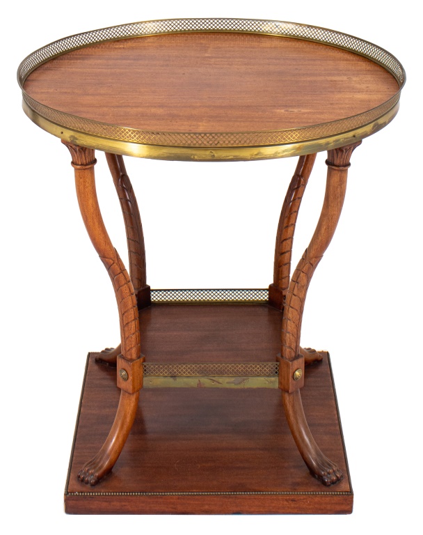 Appraisal: NECOLASSICAL STYLE BRASS MOUNTED MAHOGANY TABLE Neoclassical Style Brass Mounted