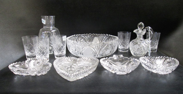 Appraisal: TWELVE CUT CRYSTAL TABLEWARE PIECES set of tumblers H bowl