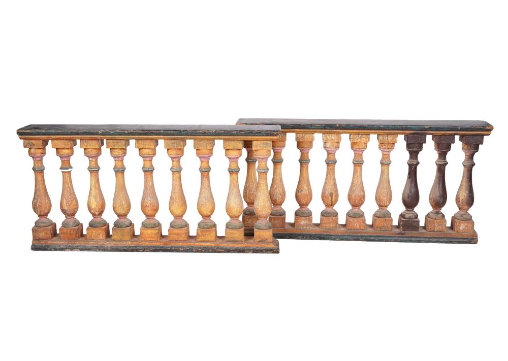 Appraisal: PAIR OF CONTINENTAL PAINTED WOOD BALUSTRADESwith faux marble finish Condition