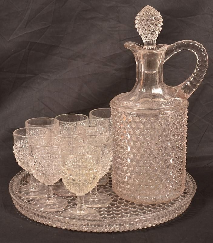 Appraisal: Colorless Hobnail Glass Twelve Piece Liquor Set Colorless Hobnail Glass