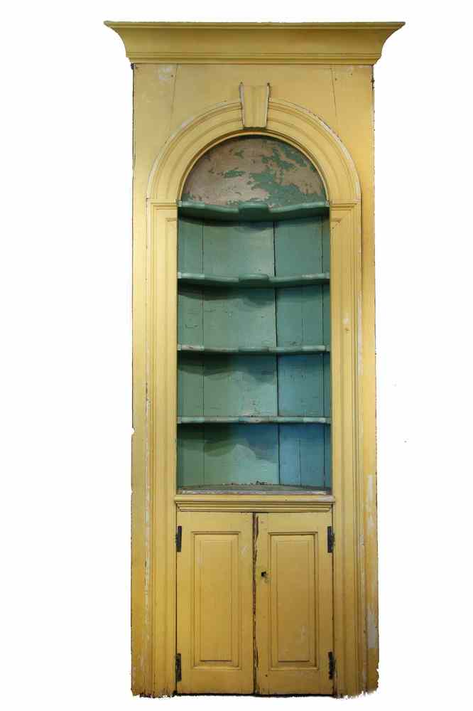 Appraisal: CORNER CUPBOARD - South Coastal Country Cupboard in Butter Yellow