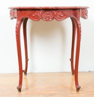 Appraisal: Victorian Style Scalloped Side Table Victorian style painted and distressed