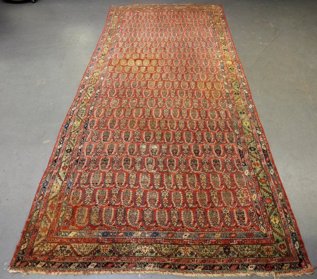 Appraisal: ANTIQUE MALAYER GALLERY CARPET Middle East th CenturyGreen blue black