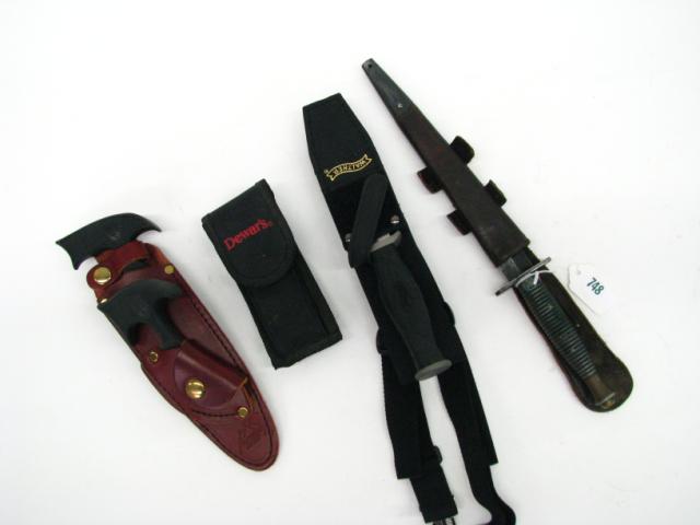 Appraisal: Group of hunting and military knives including Walther hammerhead with