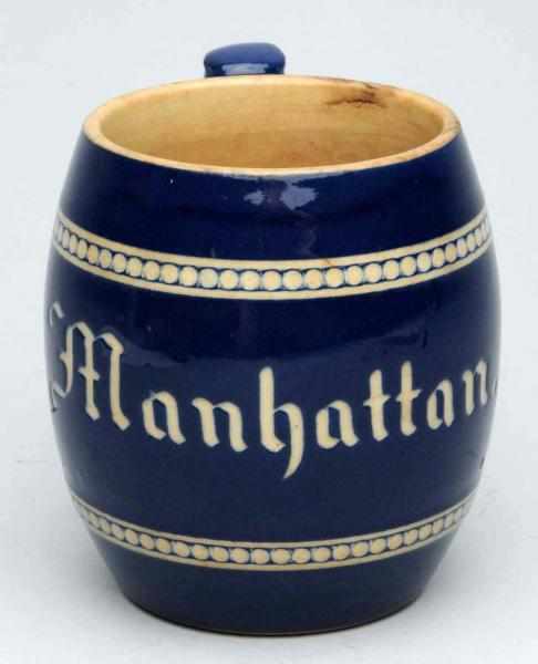 Appraisal: Manhattan Brewing Company Beer Mug Nice brilliant blue with wear