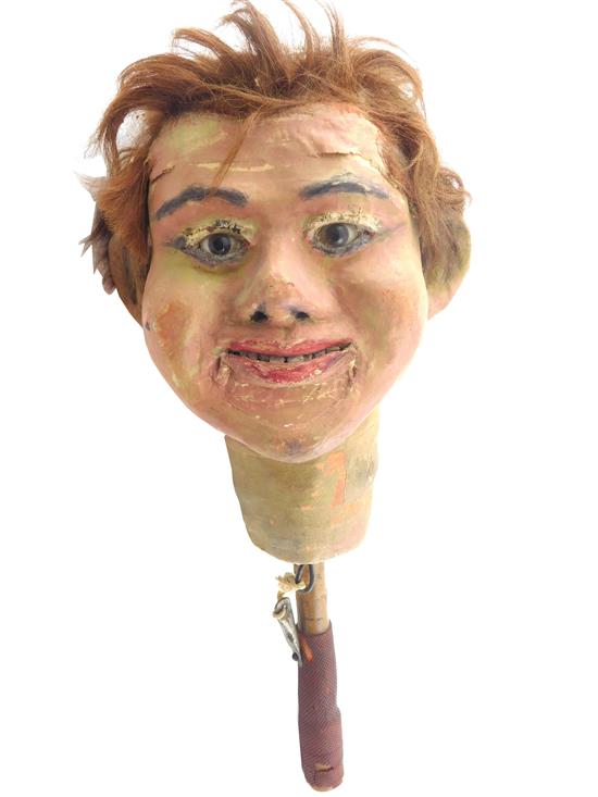 Appraisal: Early th C circus prop painted papier mache ventriloquist head