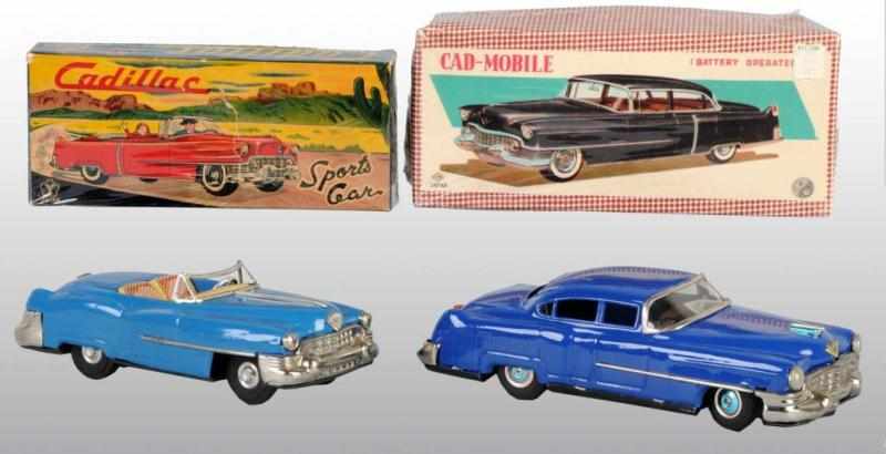 Appraisal: Lot of Tin Cadillac Automobile Toys Description Japanese Working Includes