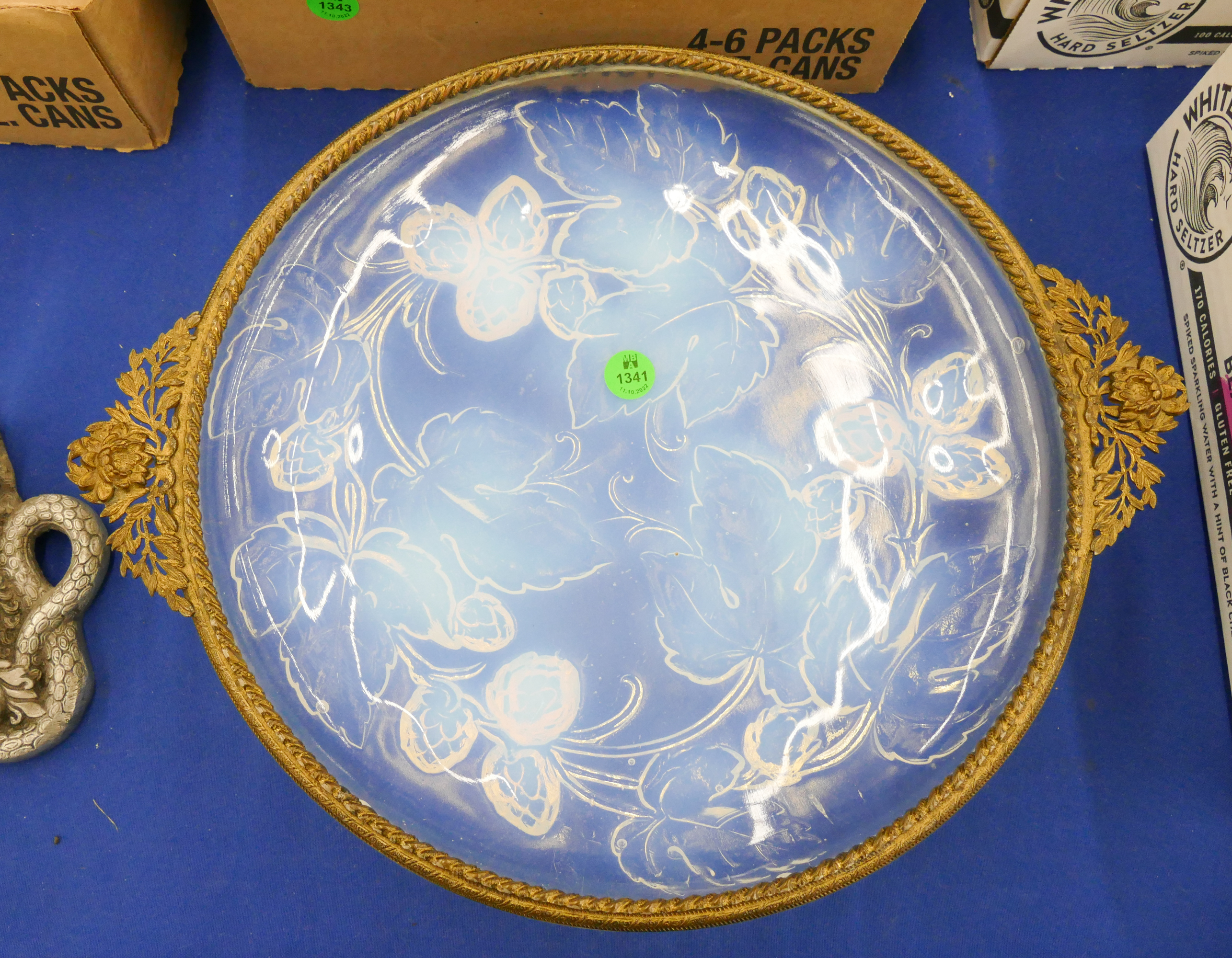 Appraisal: Leunox French Opalescent Glass Handled Bowl- ''