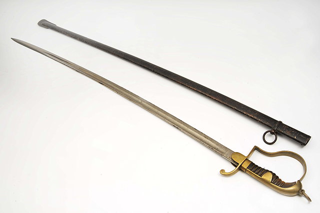 Appraisal: A TH CENTURY POSSIBLY TURKISH OFFICER'S SWORD with etched steel