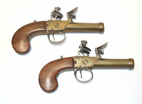 Appraisal: A pair of Continental flintlock pocket pistolsfirst quarter th century