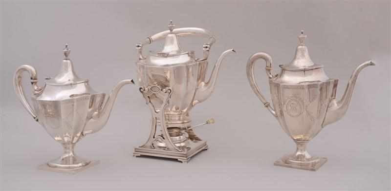 Appraisal: THEODORE B STARR MONOGRAMMED SILVER SEVEN-PIECE TEA AND COFFEE SERVICE