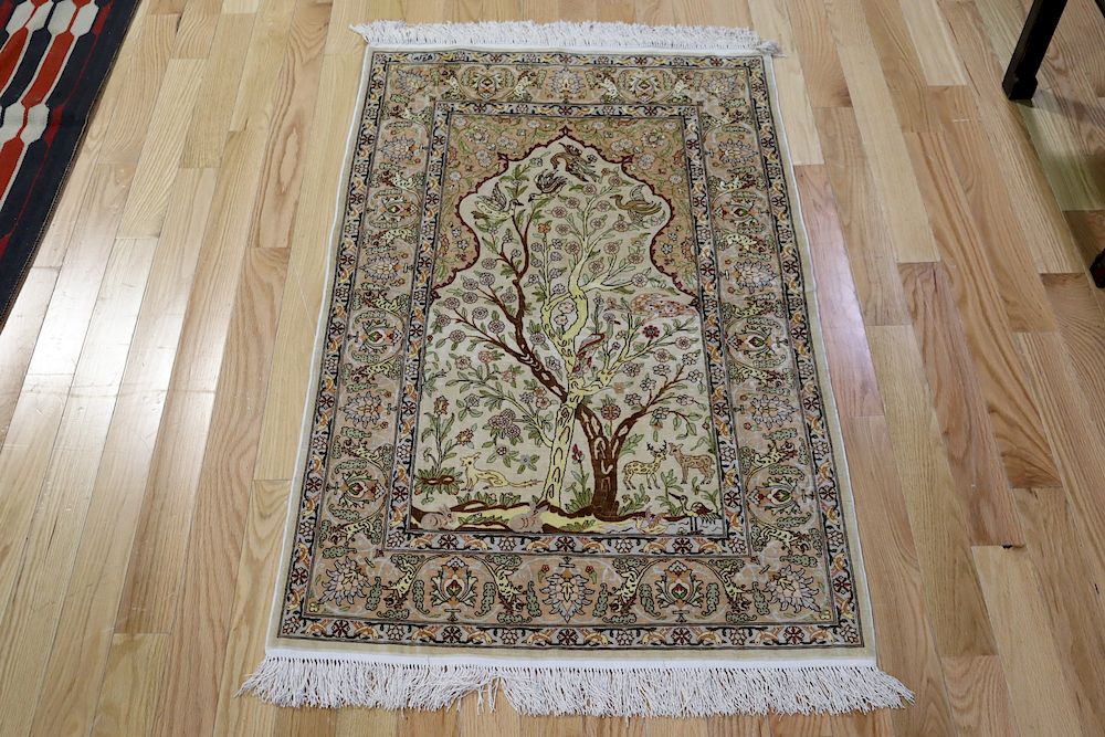 Appraisal: Vintage And Fine Quality Hand Woven Silk Tree Of Life