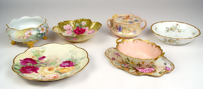 Appraisal: PIECE LOT HAND PAINTED FRENCH LIMOGES To include Rose decorated