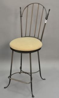 Appraisal: Set of four swivel iron bar stools seat ht in