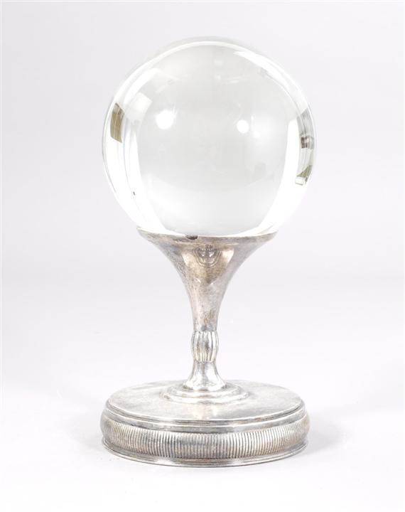 Appraisal: LARGE SOOTHSAYER'S BALL Art Deco Silver-plated metal and glass H