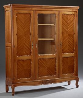 Appraisal: French Louis XV Style Carved Cherry Bookcase th c the