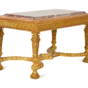 Appraisal: An Italian Painted and Parcel Gilt Marble Top Center Table