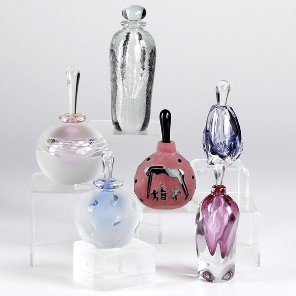 Appraisal: CONTEMPORARY GLASS PERFUMES Six pieces include works by Robert Deeble