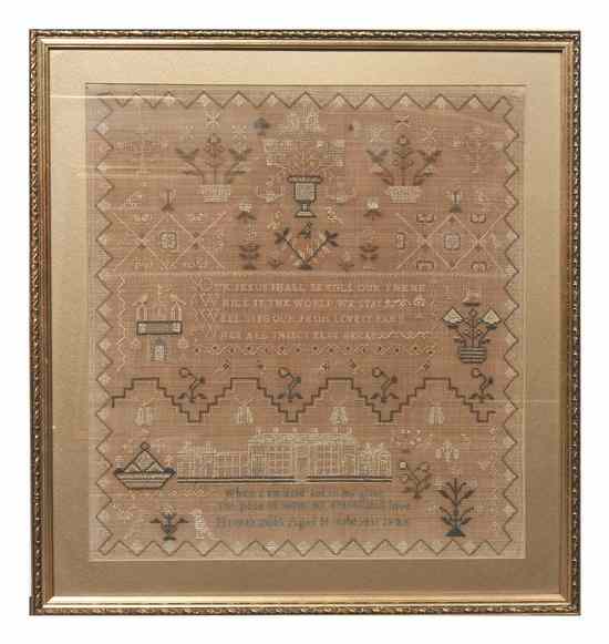 Appraisal: An American Needlepoint Sampler worked by Hannah Stubbs age and