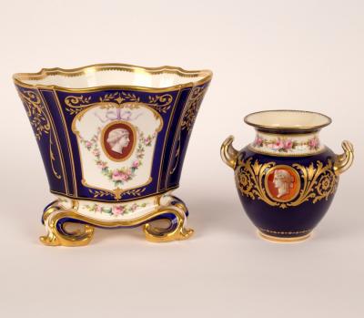 Appraisal: A Minton S vres style lozenge vase 'Hollandois' on scroll