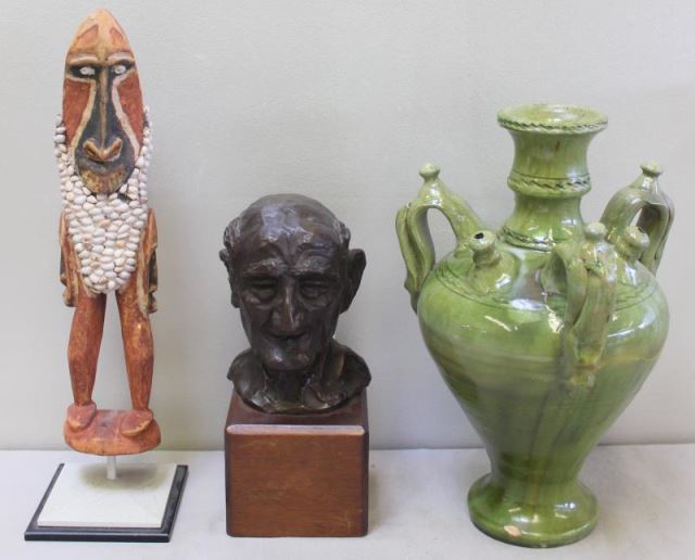 Appraisal: Miscellaneous Grouping Includes a modernist bronze bust - possibly indistinctly