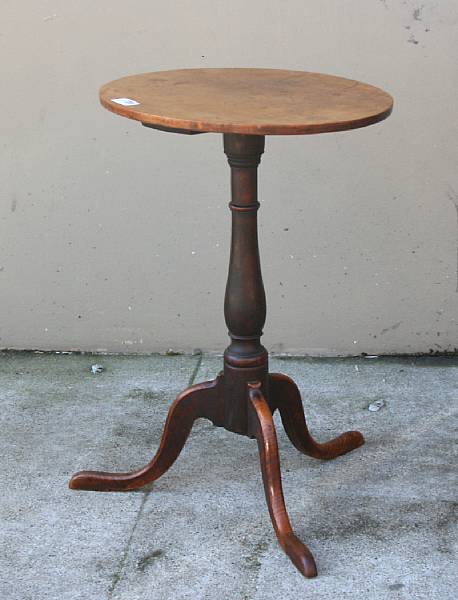 Appraisal: A Chippendale tiger maple candlestand late th century height in