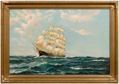 Appraisal: George Wheatley marine painting ship at full sail signed lower