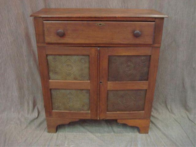 Appraisal: th Cent Drawer Pie Safe w Pierced Tin Doors From