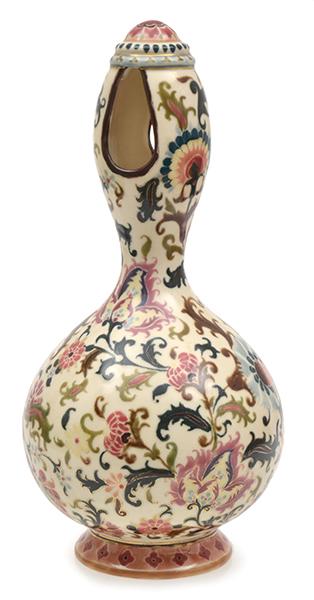 Appraisal: EARLY ZSOLNAY PORCELAIN DOUBLE GOURD SHAPED VASE