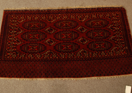 Appraisal: A Semi-antique Tekke Juval Chuval with Selor Guls finely woven