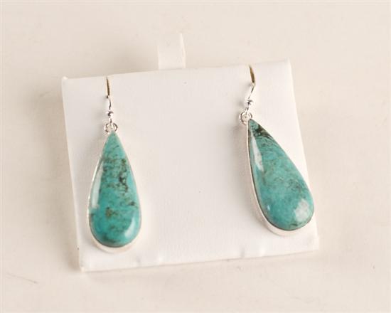 Appraisal: Turquoise and Sterling Earrings with large teardrop turquoise stones set