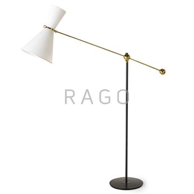 Appraisal: PIERRE GUARICHE - Counterbalance floor lamp France s Enameled steel