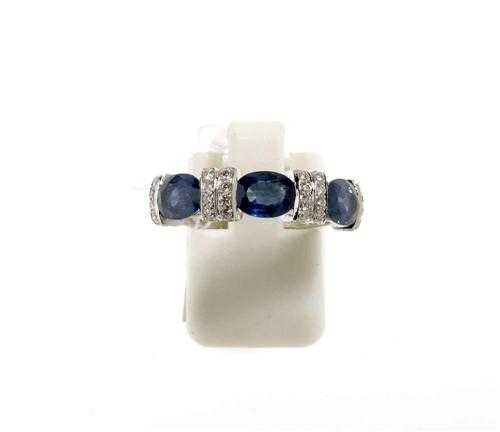 Appraisal: SAPPHIRE AND BRILLIANT-CUT DIAMOND RING White gold Decorative Rivi re